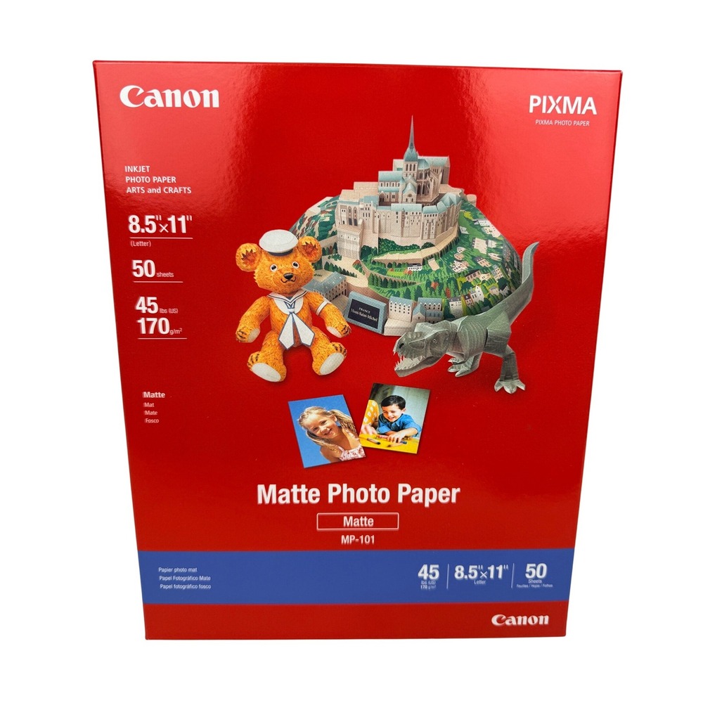 Canon PIXMA Matte Photo Paper MP-101 8.5x11 50 Sheets 45lb Inkjet NEW - BZ
